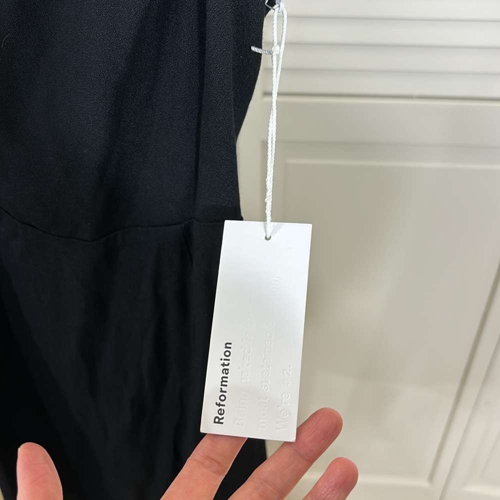 NWT Reformation Baltimore Dress Diamond Details Black Size 0 - Picture 15 of 16